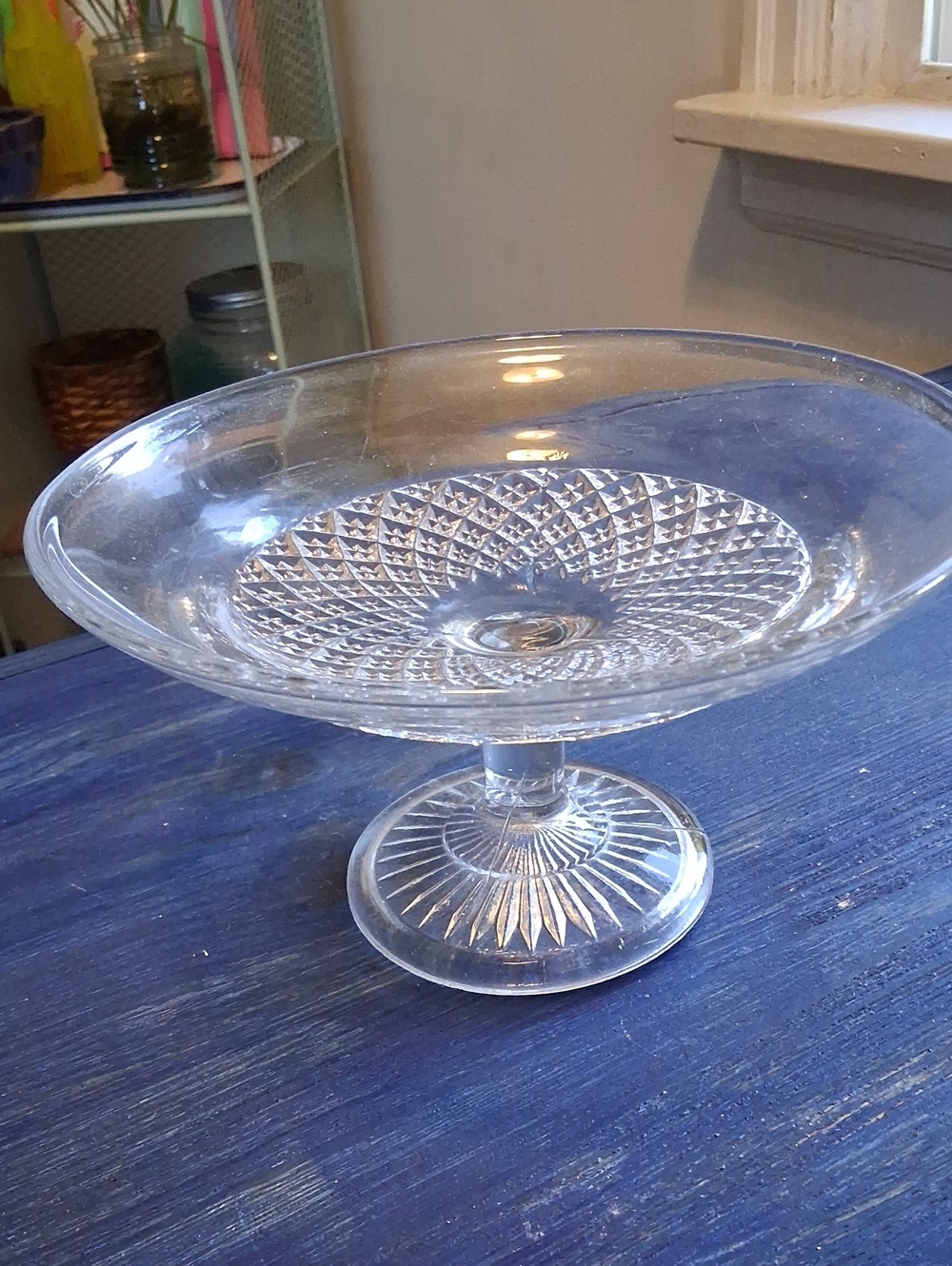 Vintage Clear Glass Pedestal Compote Bowl - Elegant Centerpiece